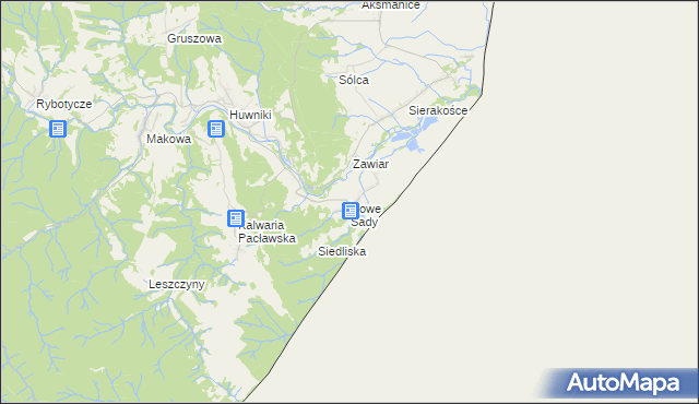mapa Nowe Sady gmina Fredropol, Nowe Sady gmina Fredropol na mapie Targeo