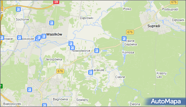 mapa Ogrodniczki gmina Supraśl, Ogrodniczki gmina Supraśl na mapie Targeo