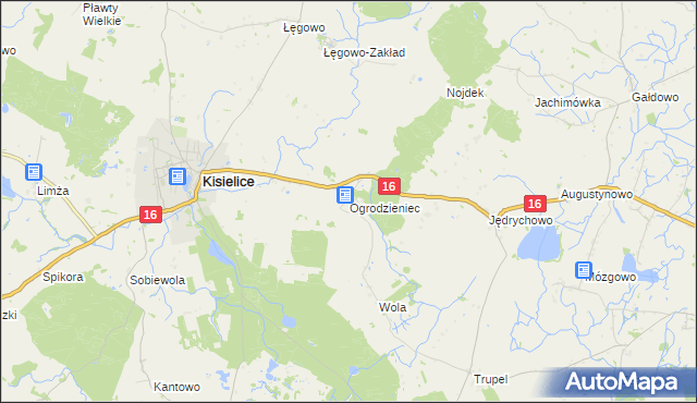 mapa Ogrodzieniec gmina Kisielice, Ogrodzieniec gmina Kisielice na mapie Targeo