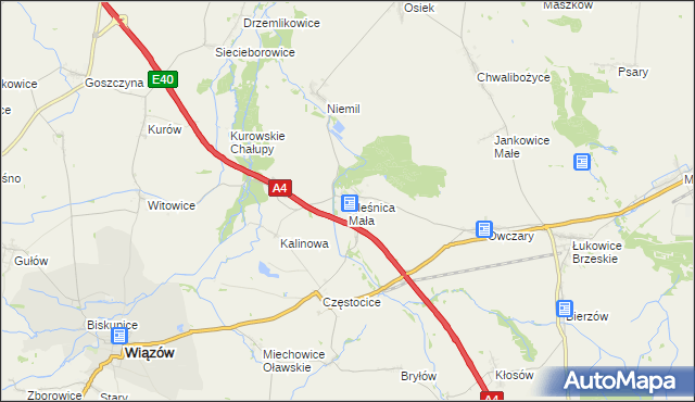 mapa Oleśnica Mała, Oleśnica Mała na mapie Targeo