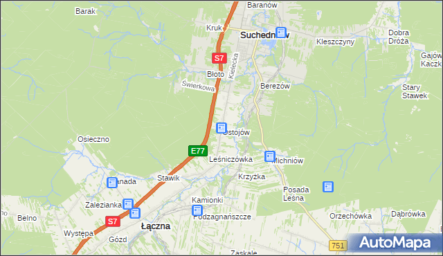 mapa Ostojów, Ostojów na mapie Targeo