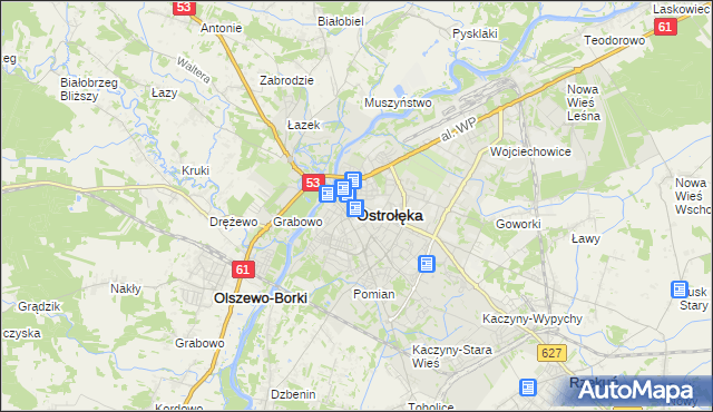 mapa Ostrołęka, Ostrołęka na mapie Targeo