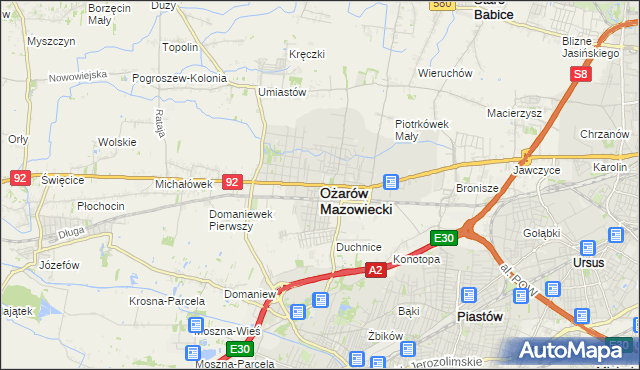 mapa Ożarów Mazowiecki, Ożarów Mazowiecki na mapie Targeo