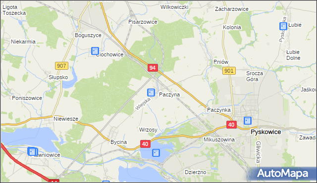 mapa Paczyna, Paczyna na mapie Targeo