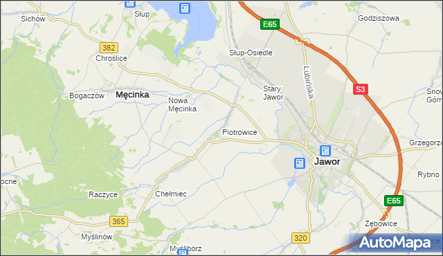 mapa Piotrowice gmina Męcinka, Piotrowice gmina Męcinka na mapie Targeo