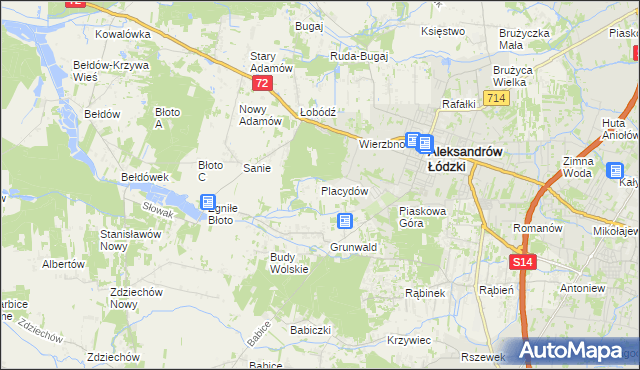 mapa Placydów, Placydów na mapie Targeo