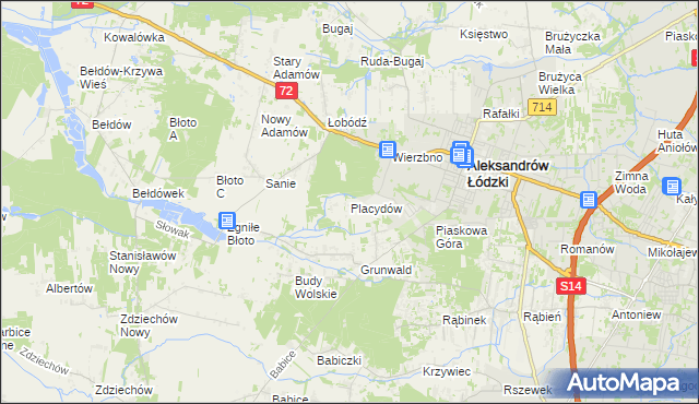 mapa Placydów, Placydów na mapie Targeo