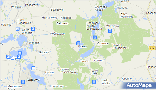 mapa Pniewy gmina Gąsawa, Pniewy gmina Gąsawa na mapie Targeo