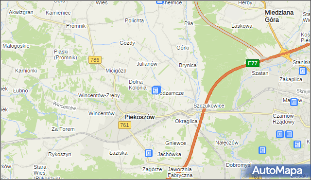 mapa Podzamcze gmina Piekoszów, Podzamcze gmina Piekoszów na mapie Targeo