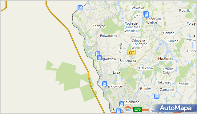 mapa Pogwizdów gmina Hażlach, Pogwizdów gmina Hażlach na mapie Targeo