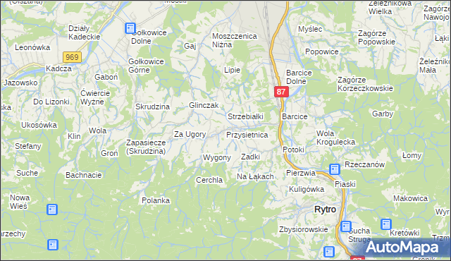mapa Przysietnica gmina Stary Sącz, Przysietnica gmina Stary Sącz na mapie Targeo