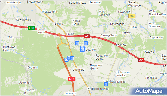 mapa Rosanów, Rosanów na mapie Targeo
