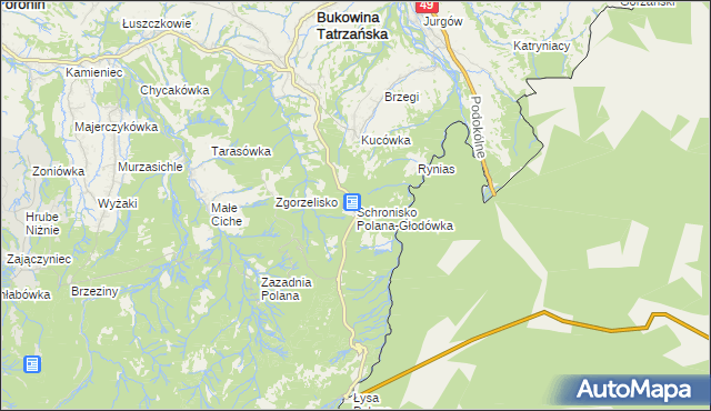 mapa Schronisko Polana-Głodówka, Schronisko Polana-Głodówka na mapie Targeo