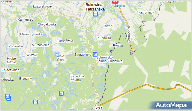 mapa Schronisko Polana-Głodówka, Schronisko Polana-Głodówka na mapie Targeo