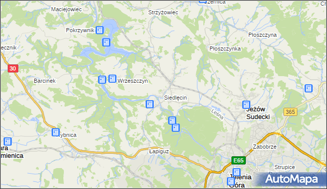 mapa Siedlęcin, Siedlęcin na mapie Targeo