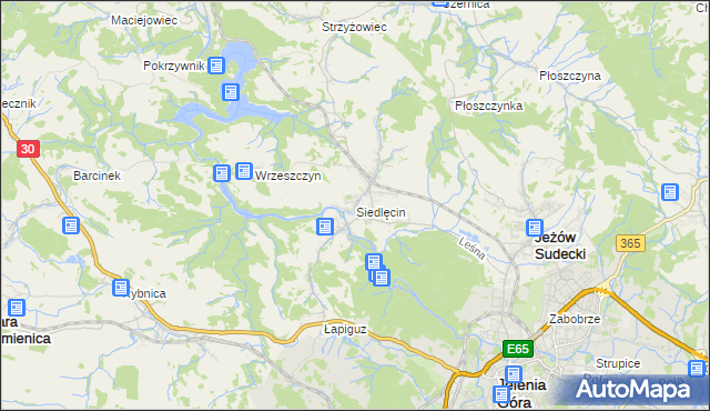 mapa Siedlęcin, Siedlęcin na mapie Targeo