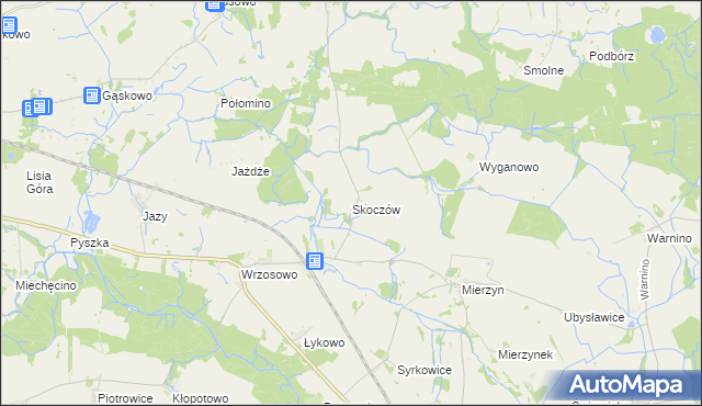 mapa Skoczów gmina Dygowo, Skoczów gmina Dygowo na mapie Targeo