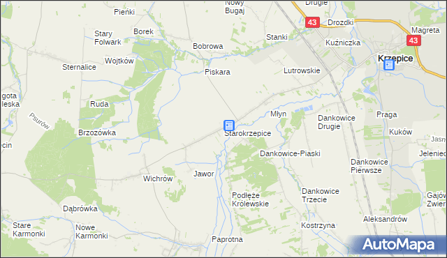 mapa Starokrzepice, Starokrzepice na mapie Targeo