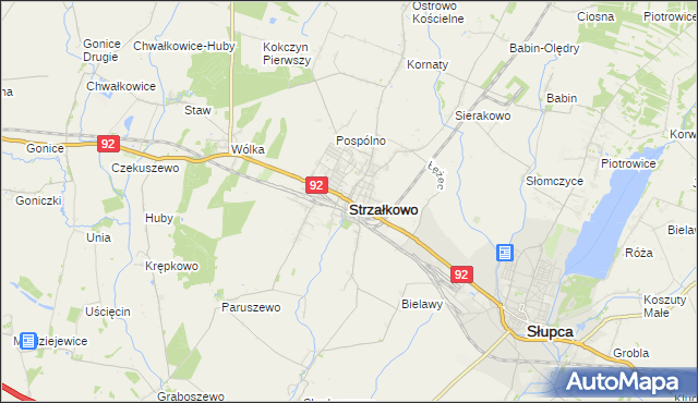 mapa Strzałkowo powiat słupecki, Strzałkowo powiat słupecki na mapie Targeo