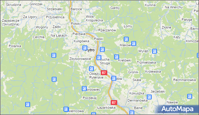 mapa Sucha Struga, Sucha Struga na mapie Targeo