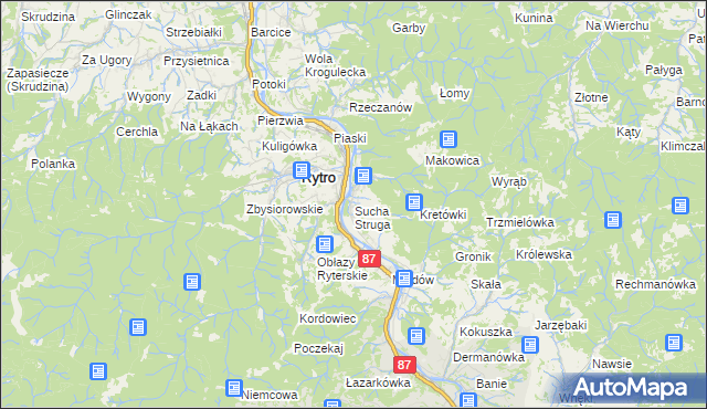 mapa Sucha Struga, Sucha Struga na mapie Targeo