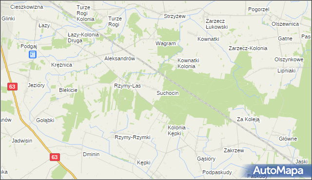 mapa Suchocin gmina Łuków, Suchocin gmina Łuków na mapie Targeo