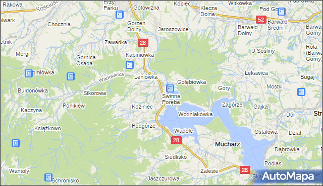 mapa Świnna Poręba, Świnna Poręba na mapie Targeo