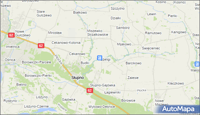 mapa Szeligi gmina Słupno, Szeligi gmina Słupno na mapie Targeo