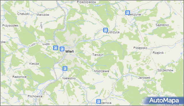 mapa Tarczyn gmina Wleń, Tarczyn gmina Wleń na mapie Targeo