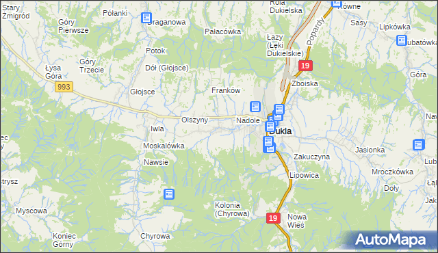 mapa Teodorówka gmina Dukla, Teodorówka gmina Dukla na mapie Targeo