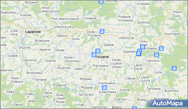 mapa Trzciana powiat bocheński, Trzciana powiat bocheński na mapie Targeo