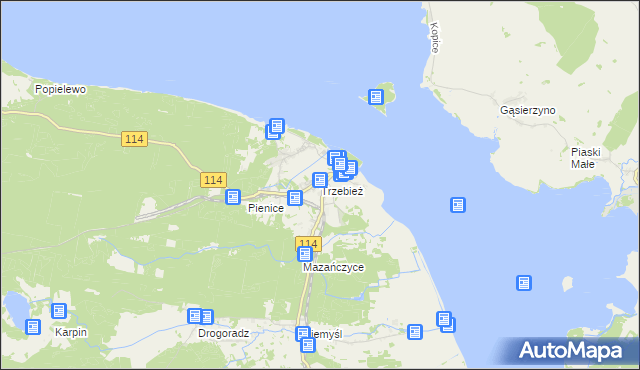 mapa Trzebież, Trzebież na mapie Targeo