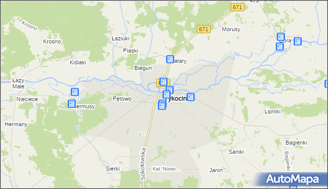 mapa Tykocin, Tykocin na mapie Targeo