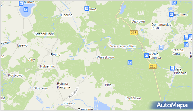 mapa Warszkowo gmina Wejherowo, Warszkowo gmina Wejherowo na mapie Targeo