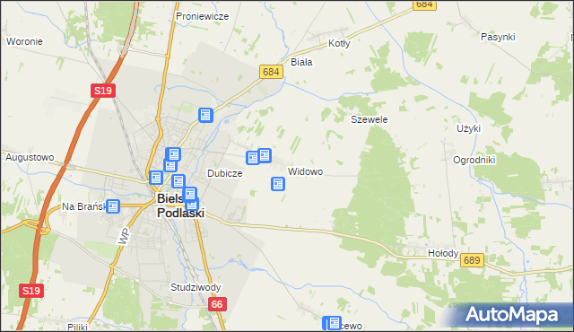 mapa Widowo, Widowo na mapie Targeo