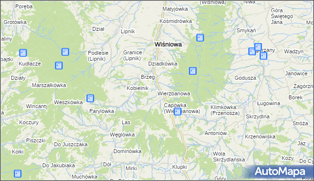 mapa Wierzbanowa, Wierzbanowa na mapie Targeo