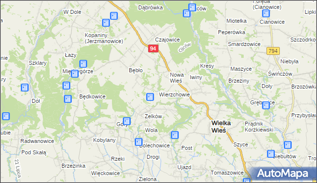 mapa Wierzchowie, Wierzchowie na mapie Targeo