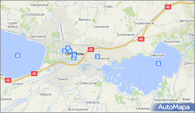 mapa Wójcice gmina Otmuchów, Wójcice gmina Otmuchów na mapie Targeo