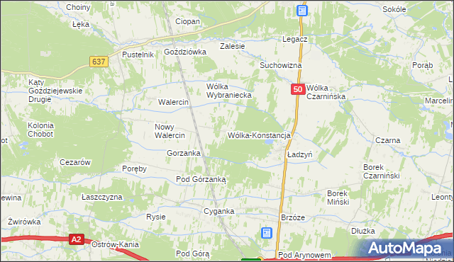 mapa Wólka-Konstancja, Wólka-Konstancja na mapie Targeo