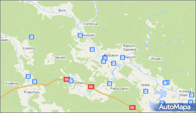 mapa Załuki gmina Gródek, Załuki gmina Gródek na mapie Targeo