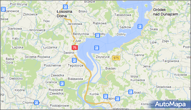 mapa Zbyszyce, Zbyszyce na mapie Targeo