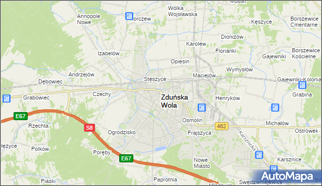 mapa Zduńska Wola, Zduńska Wola na mapie Targeo