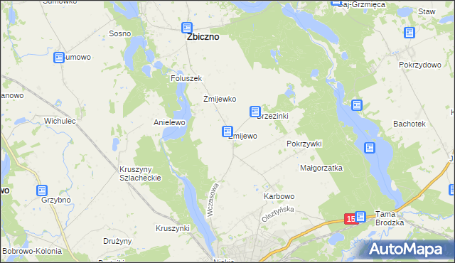 mapa Żmijewo gmina Zbiczno, Żmijewo gmina Zbiczno na mapie Targeo