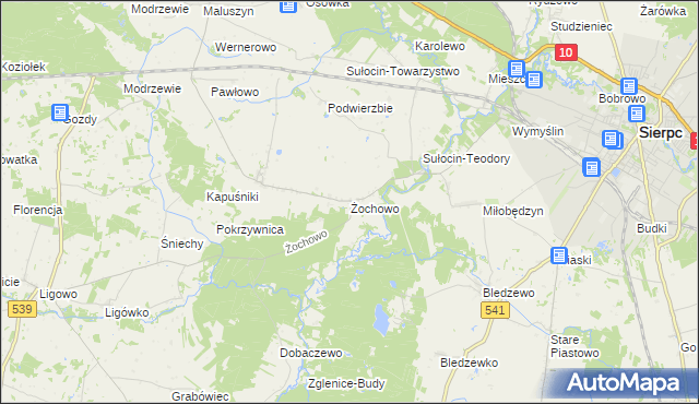 mapa Żochowo gmina Sierpc, Żochowo gmina Sierpc na mapie Targeo