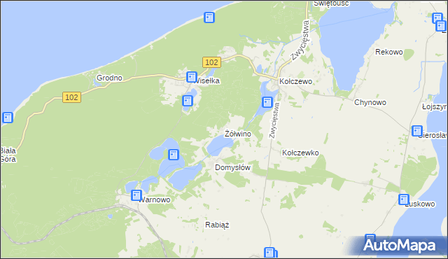 mapa Żółwino gmina Wolin, Żółwino gmina Wolin na mapie Targeo