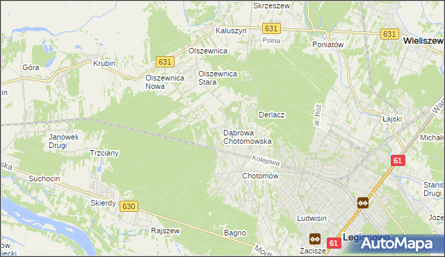 mapa Dąbrowa Chotomowska, Dąbrowa Chotomowska na mapie Targeo