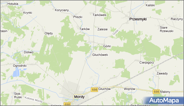 mapa Głuchówek gmina Przesmyki, Głuchówek gmina Przesmyki na mapie Targeo