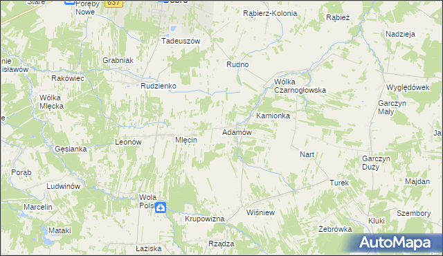 mapa Adamów gmina Dobre, Adamów gmina Dobre na mapie Targeo