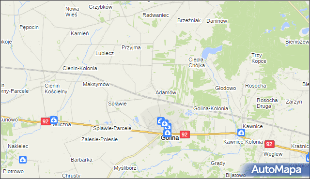mapa Adamów gmina Golina, Adamów gmina Golina na mapie Targeo