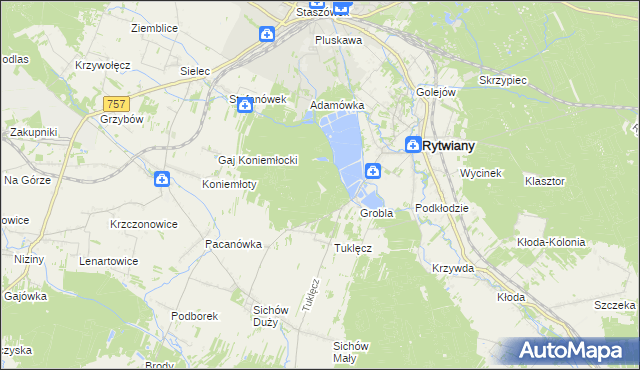 mapa Adamówka gmina Rytwiany, Adamówka gmina Rytwiany na mapie Targeo